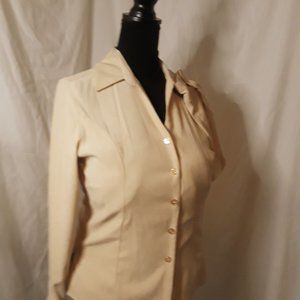 Harve Bernard Cream Fitted Button Down Shirt M